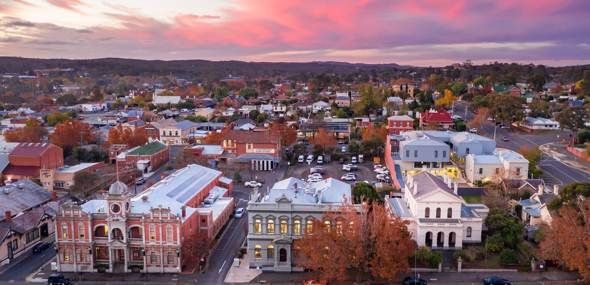 Castlemaine Town Hall And Civic Centre Sunset Aerial